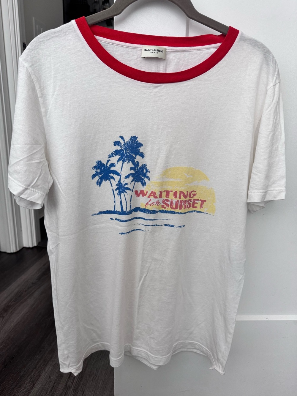 Men’s Saint Laurent White Waiting for Sunset XS T-Shirt